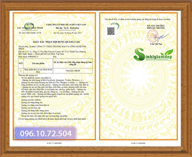 Giấy chứng nhận Kichi Hair