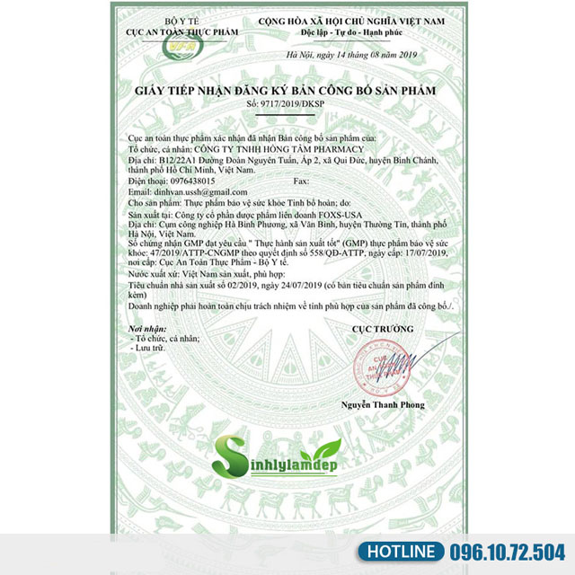 uy tín của sản phẩm tinh bổ hoàn