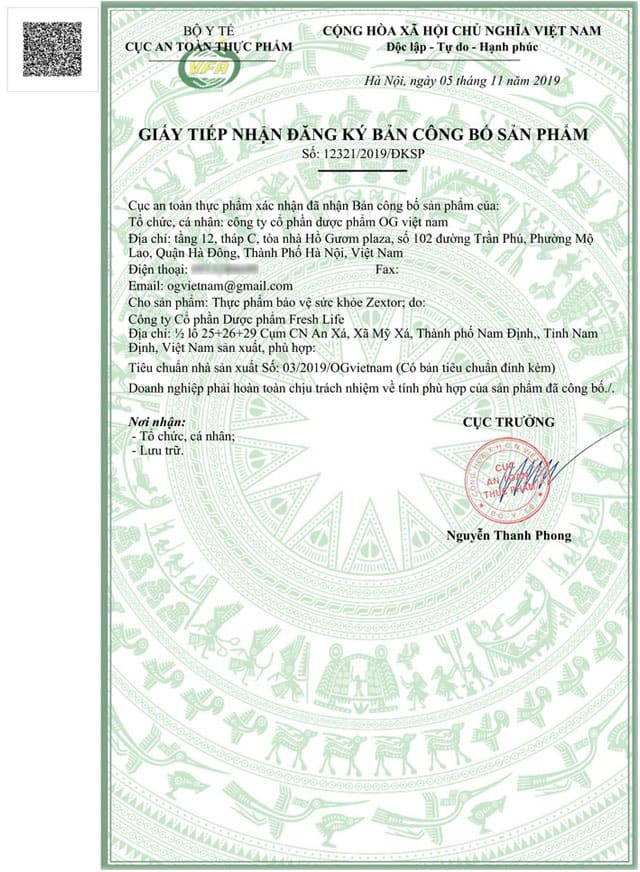 giấy chứng nhận zextor