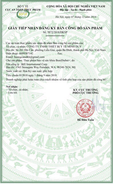 Giấy công bố Bonidiabet