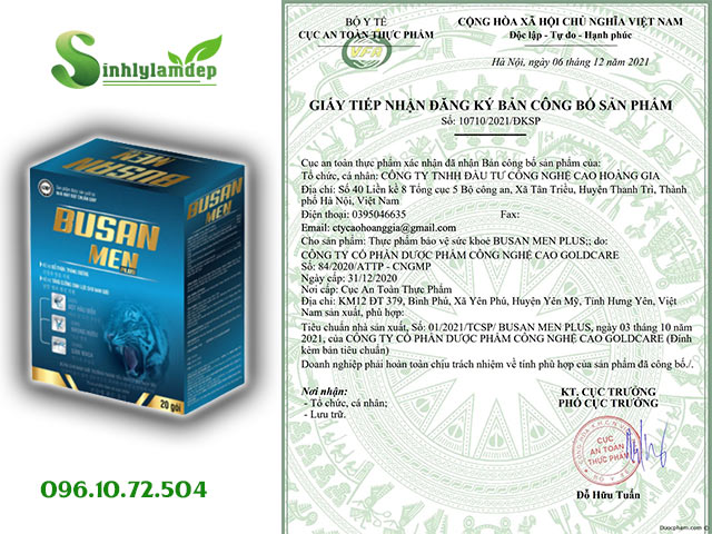 giấy chứng nhận busan men plus