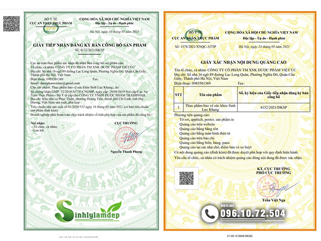 Giấy công bố sản phẩm Sinh Lực Khang